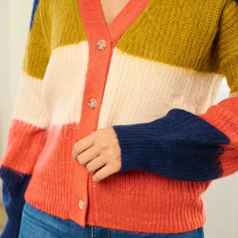 NWT- Colorblock Button Up Cardigan - Picture 3 of 3